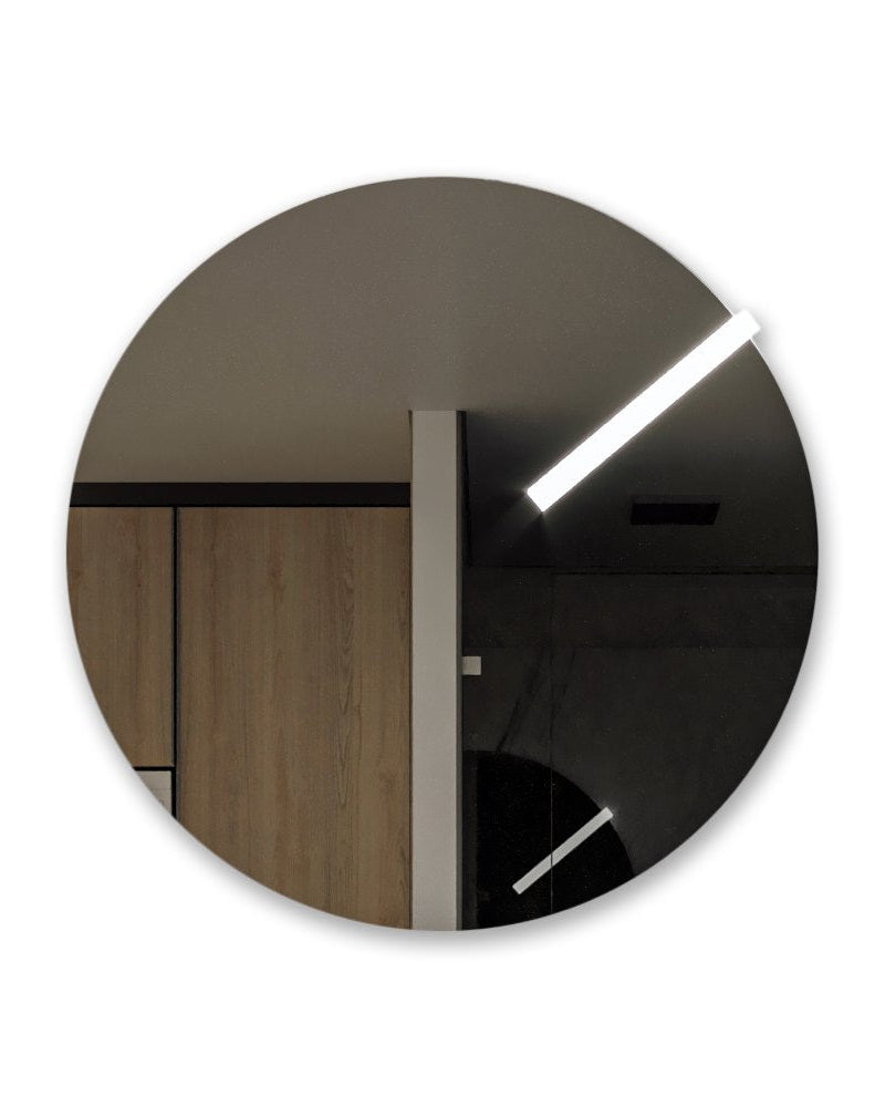 Lampada 25 cm per specchio cromo spenta, dettaglio del corpo lampada e dei materiali - Exagonshop