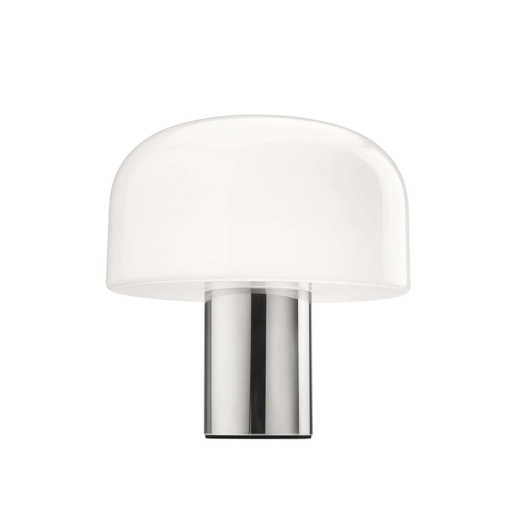 Flos Bellhop Glass T Lampada da tavolo Bright aluminium in Alluminio spenta, dettaglio del corpo lampada e dei materiali