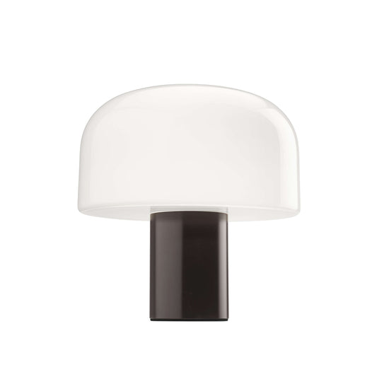 Lampada da tavolo 33 cm in vetro opalino triplex bianco con base in alluminio cioko Bellhop Glass T F1074026 Flos