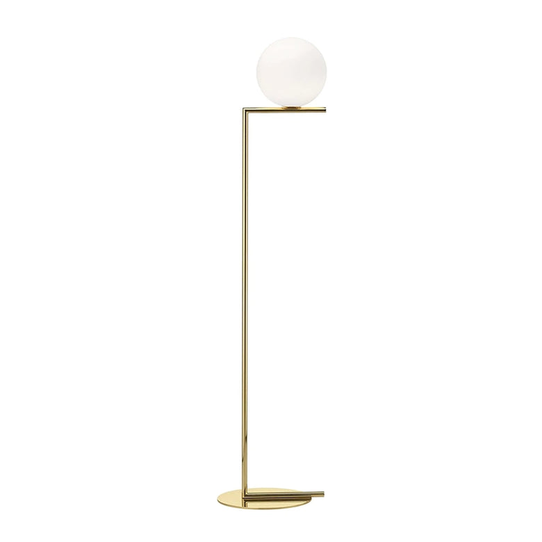 Flos IC F1 10 Anniversary Lampada a terra Oro con dimmer Oro 24k spenta, dettaglio del corpo lampada e dei materiali