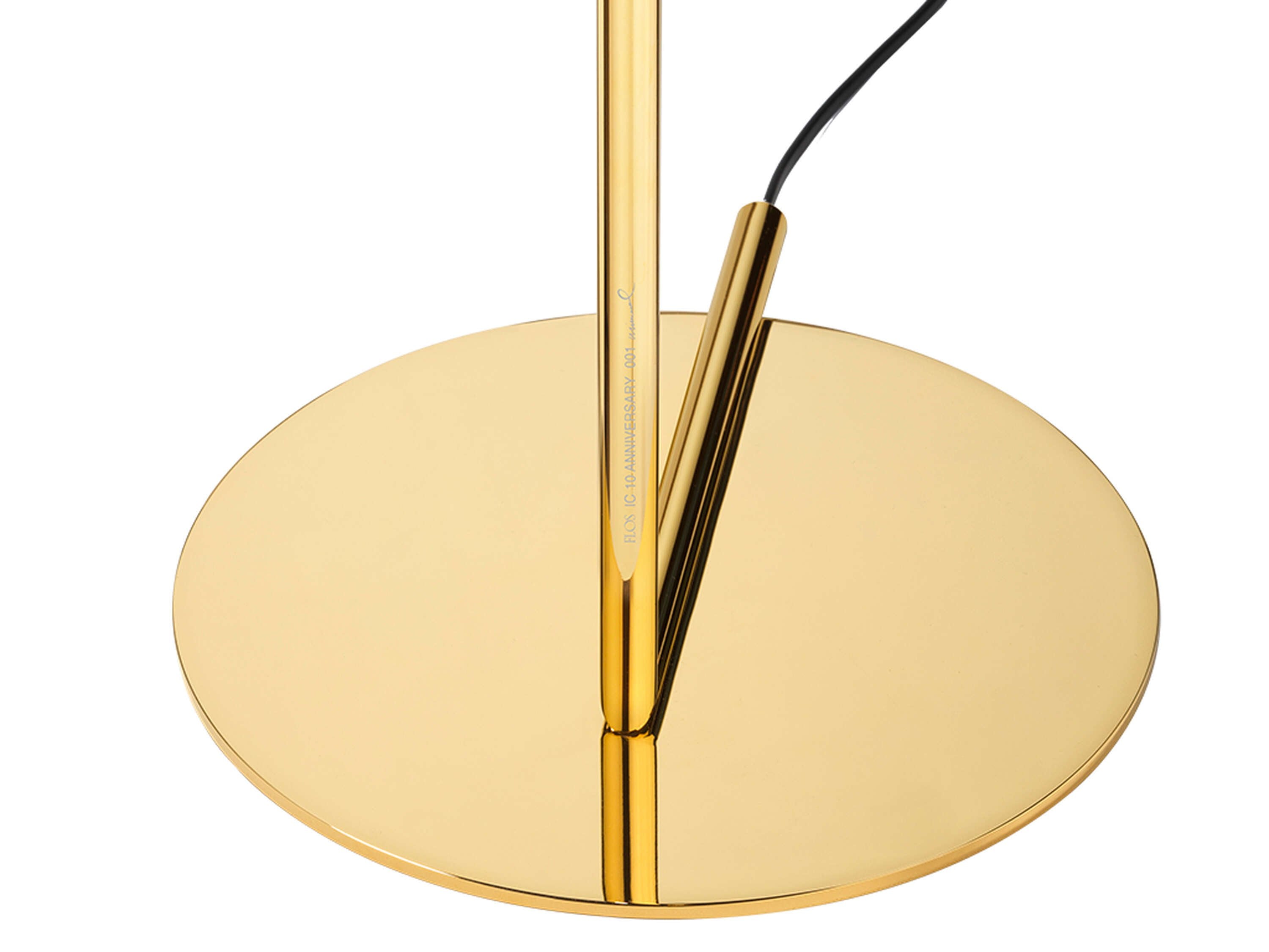 Flos IC F1 10 Anniversary Lampada a terra Oro con dimmer Oro 24k, vista posteriore con attacco elettrico