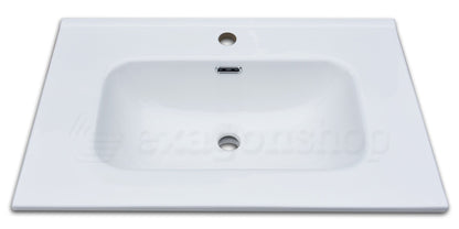Mobile bagno tortora opaco 60x46 cannettato Urbino due cassetti con lavabo in ceramica