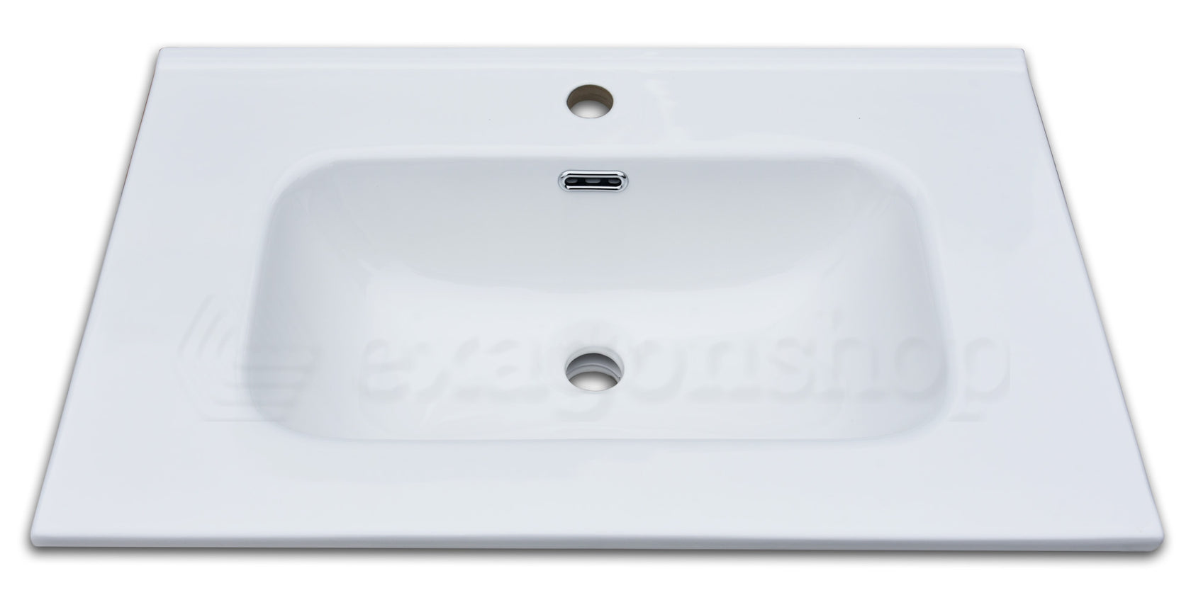 Mobile bagno noce chiaro 90x46 cannettato Urbino con lavabo con lavabo e rubinetteria, vista frontale su sfondo neutro...