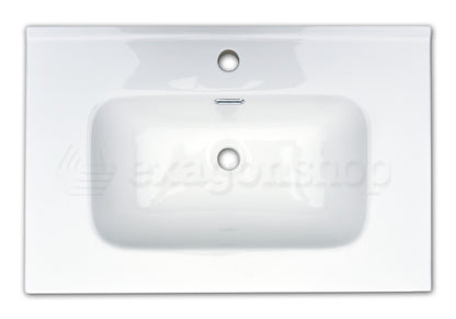 Mobile bagno teak 60x46 cannettato Urbino due cassetti con lavabo in ceramica
