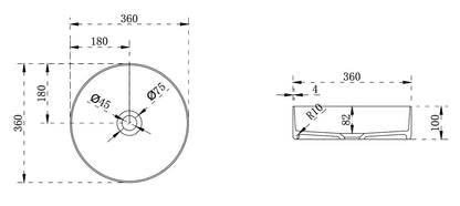 Lavabo 36 cm da appoggio Torino solid surface bianco opaco