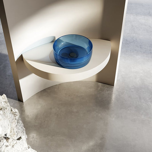Lavabo 40 cm da appoggio Ischia in resina blu