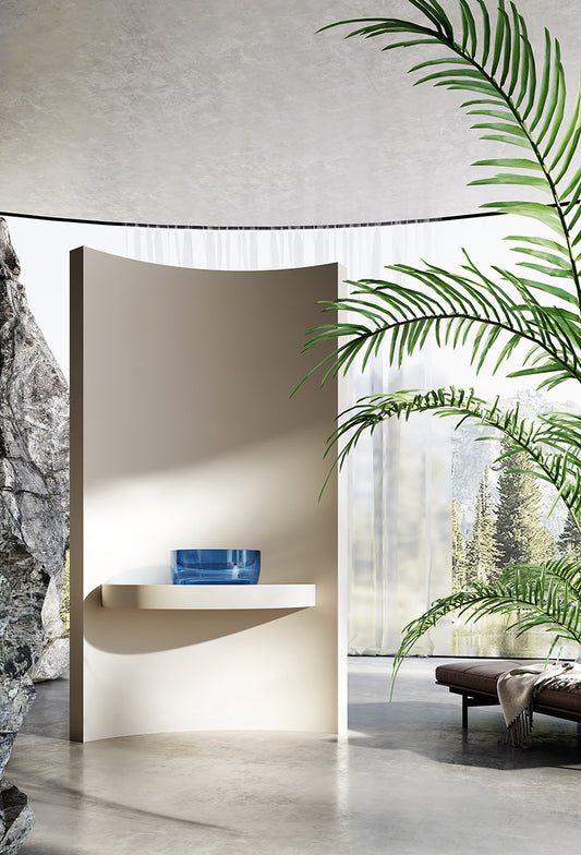 Lavabo 40 cm da appoggio Ischia in resina blu