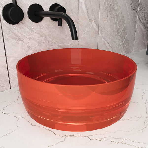 Lavabo 40 cm da appoggio Ischia in resina ambra