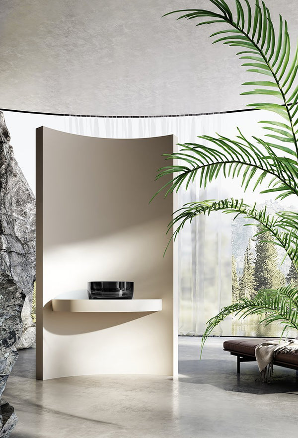 Lavabo 40 cm da appoggio Ischia in resina nero