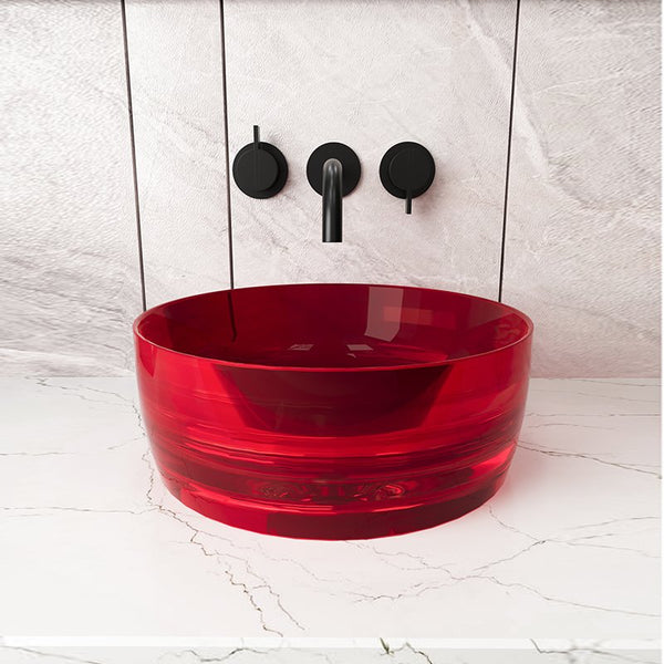 Lavabo 40 cm da appoggio Ischia in resina rosso