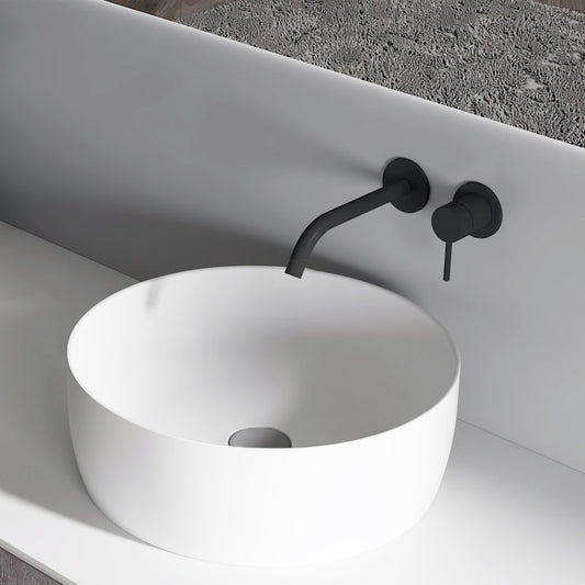 Lavabo 40 cm da appoggio Torino solid surface bianco opaco