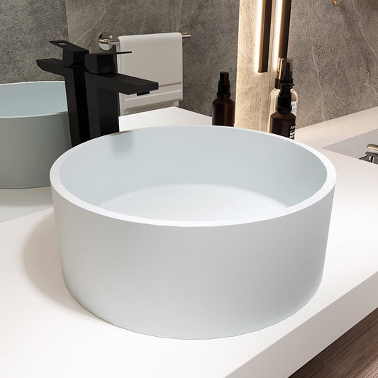 Lavabo 40 cm da appoggio Torino solid surface bianco opaco