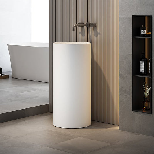 Lavabo 40 cm freestanding Trento in solid surface bianco opaco