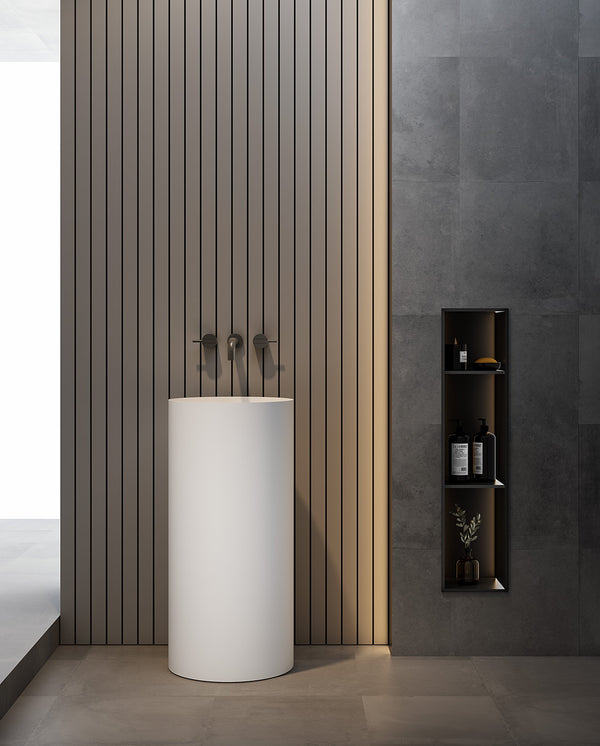 Lavabo 40 cm freestanding Trento in solid surface bianco opaco