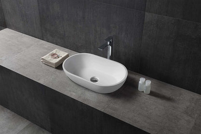 Lavabo 56x32 da appoggio Sondrio solid surface bianco opaco