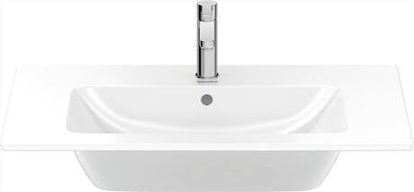 Lavabo 83x49 monoforo per colonna o mobile bagno Bianco Me visto dall'alto con scarico e interno visibili