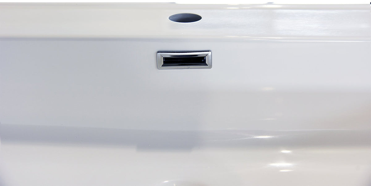 Mobile bagno cannettato 100X46 Pisa bianco opaco lavabo in, vista laterale della struttura sospesa - Exagonshop