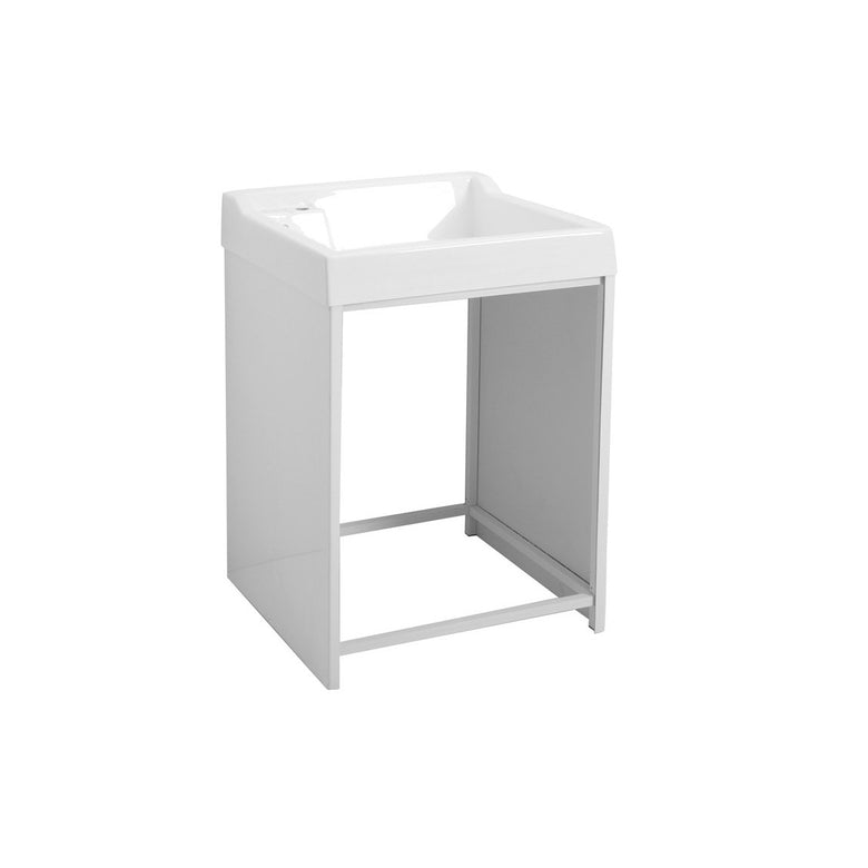 Colavene Lavacril On lavatoio 73x67 porta lavatrice abs in alluminio e lucido installato su lavello, vista della bocca e...