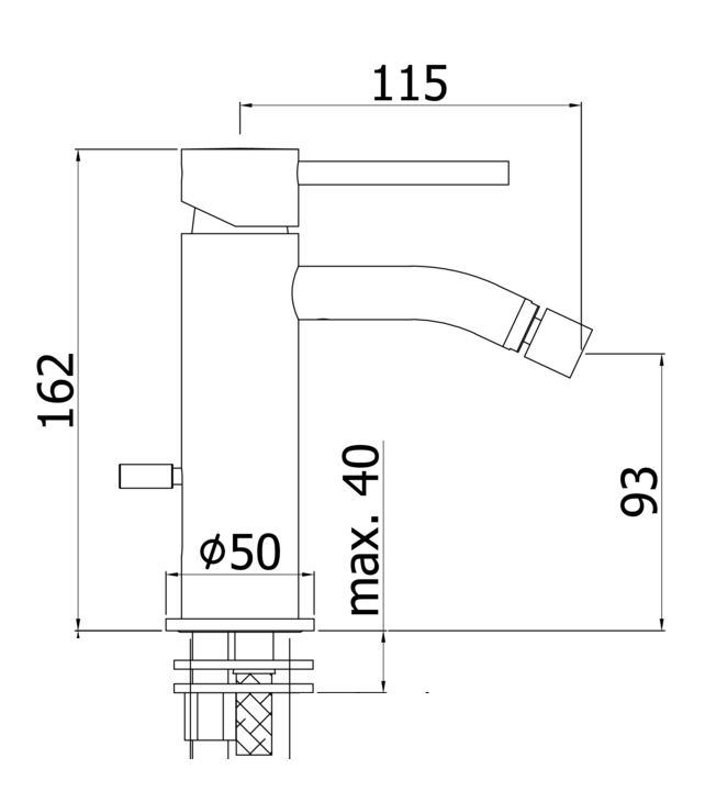 Paffoni light set miscelatori lavabo alto bidet senza Cromo Lucido visto dall'alto con superficie e piletta di scarico