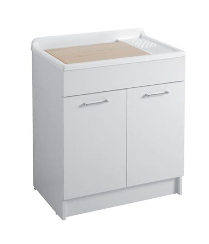 Colavene Lindo mobile lavatoio 75x50 H.86 con cesto portabiancheria e tavola lavapanni bianco