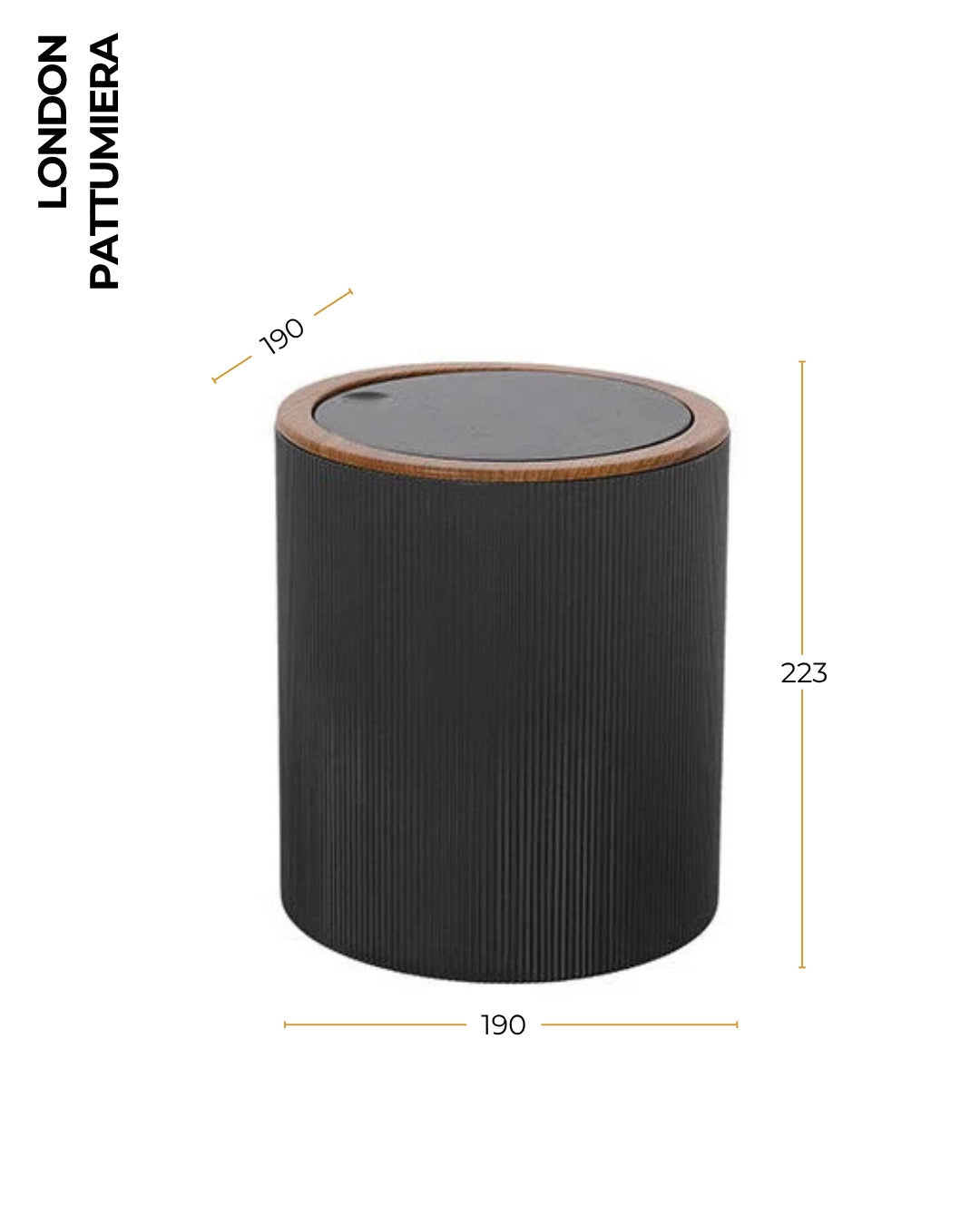 Pattumiera 5L in plastica bianco London