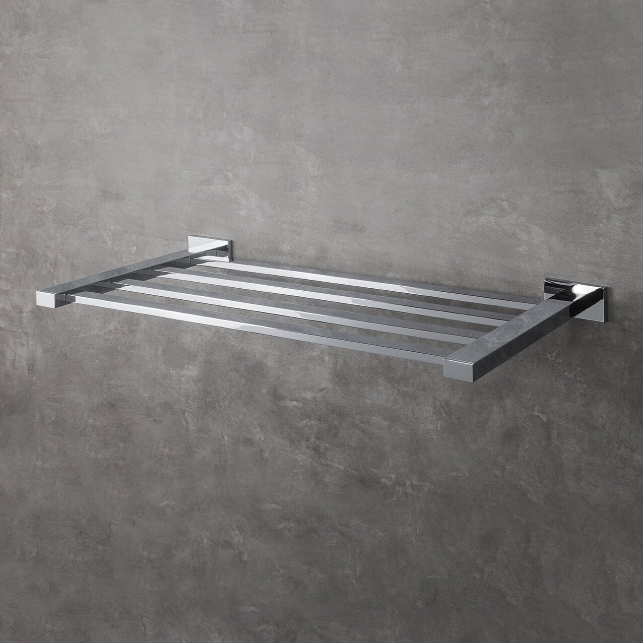 colombo Look Rack portasciugamani 50x26 Cromo montato a parete, vista del design e della finitura - Colombo Design