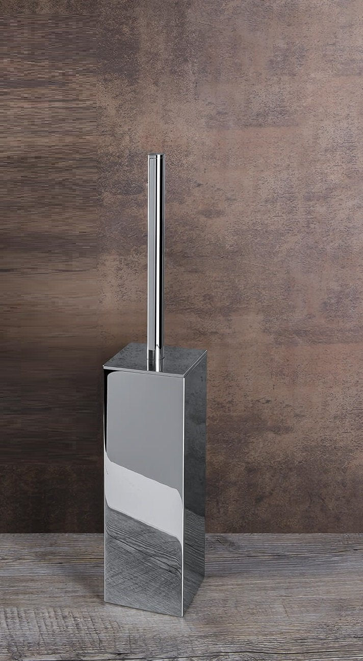 Colombo Lulu porta scopino a pavimento cromo b6226, dettaglio ravvicinato del materiale e dell'aggancio - Colombo Design