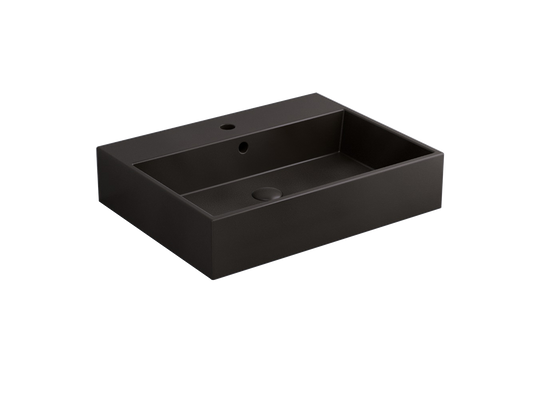 Cielo Smile lavabo 60x46 monoforo rettangolare sospeso o da appoggio con troppo pieno in ceramica lavagna