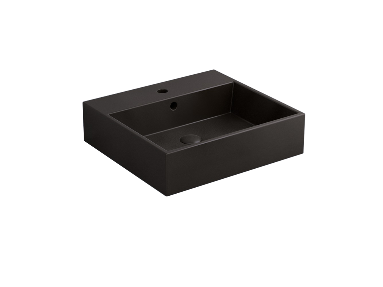 Cielo Smile lavabo 50x46 monoforo rettangolare sospeso o da in ceramica ambientato su piano bagno con accessori