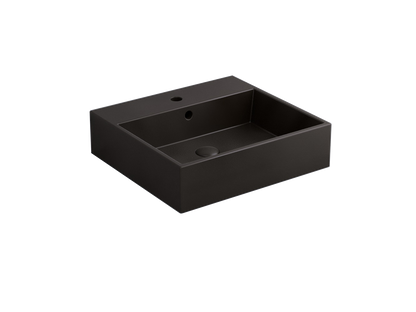 Cielo Smile lavabo 50x46 monoforo rettangolare sospeso o da appoggio con troppo pieno in ceramica lavagna