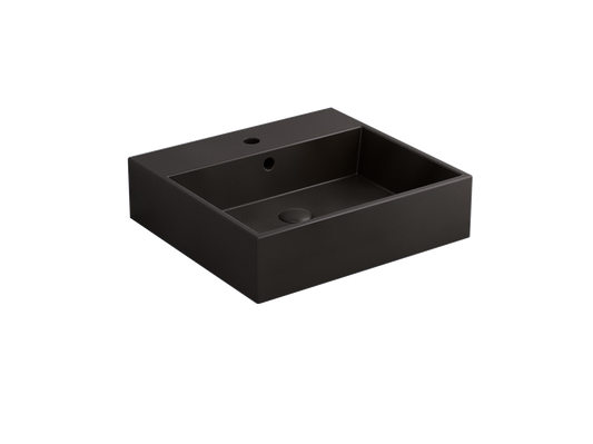 Cielo Smile lavabo 50x46 monoforo rettangolare sospeso o da appoggio con troppo pieno in ceramica lavagna