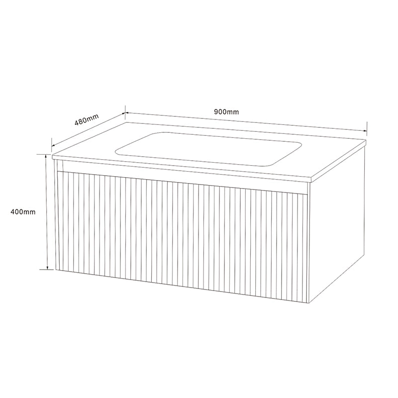 Mobile bagno 90x48 Madrid cannettato un cassetto quercia con lavabo e rubinetteria, vista frontale su sfondo neutro...