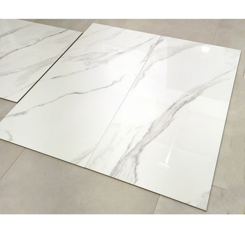 Pavimento rivestimento 60x120 rettificato effetto Marmo Bianco Lucido in ambientazione completa, vista d'insieme della...