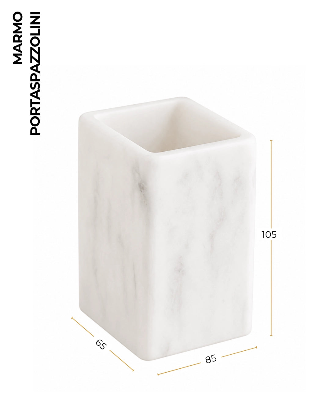 Portaspazzolini in poliresina marmorizzato bianco Marmo – vista 2