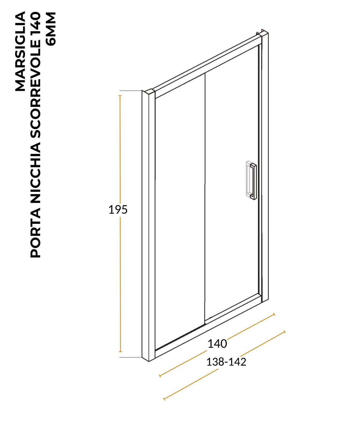 Box doccia 140 cm nicchia Marsiglia uno scorrevole reversibile H 195 cromo