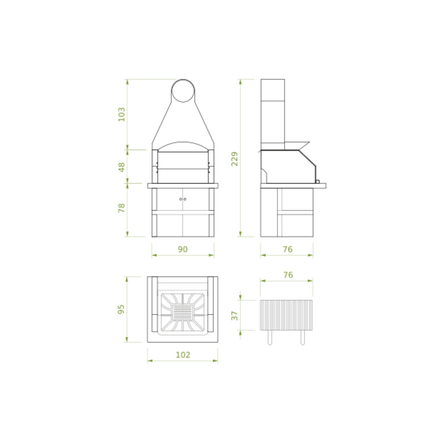 Palazzetti Maxime 2 barbecue con grill cappa cassetto Grigio, dettaglio del pannello comandi e della bocca di carico