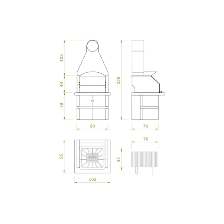 Palazzetti Maxime 2 barbecue con grill cappa cassetto Grigio, dettaglio del pannello comandi e della bocca di carico