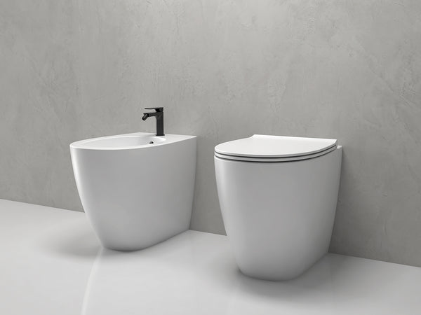 Globo 4all Multi Vaso senza brida filo parete a pavimento senza sedile in ceramica Bianco Opaco