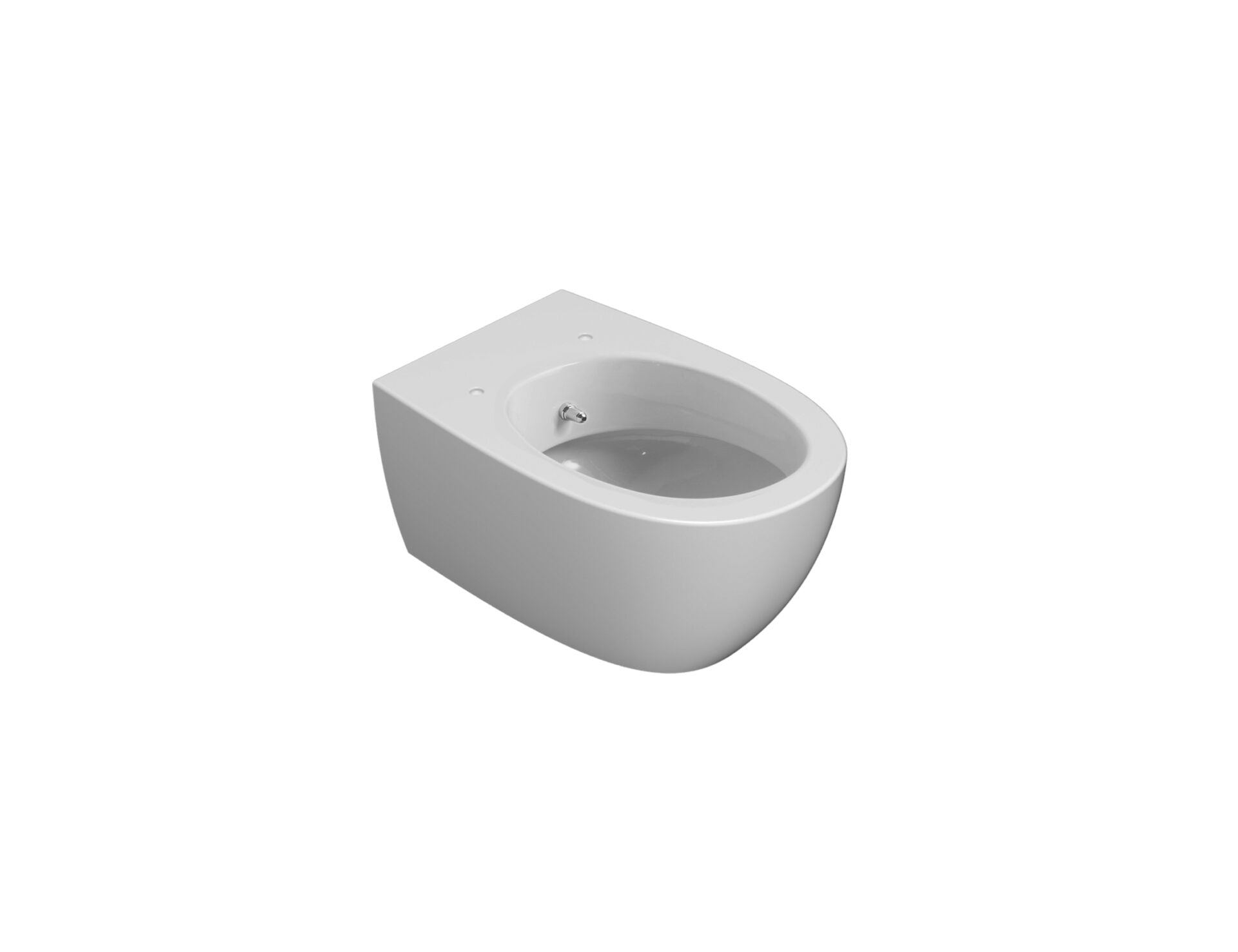 Vaso sospeso con erogatore bidet incluso in ceramica Bianco, vista frontale su sfondo bianco - Ceramica Globo