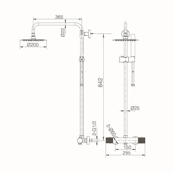 Colonna doccia Melin termostatica oro rosa spazzolato