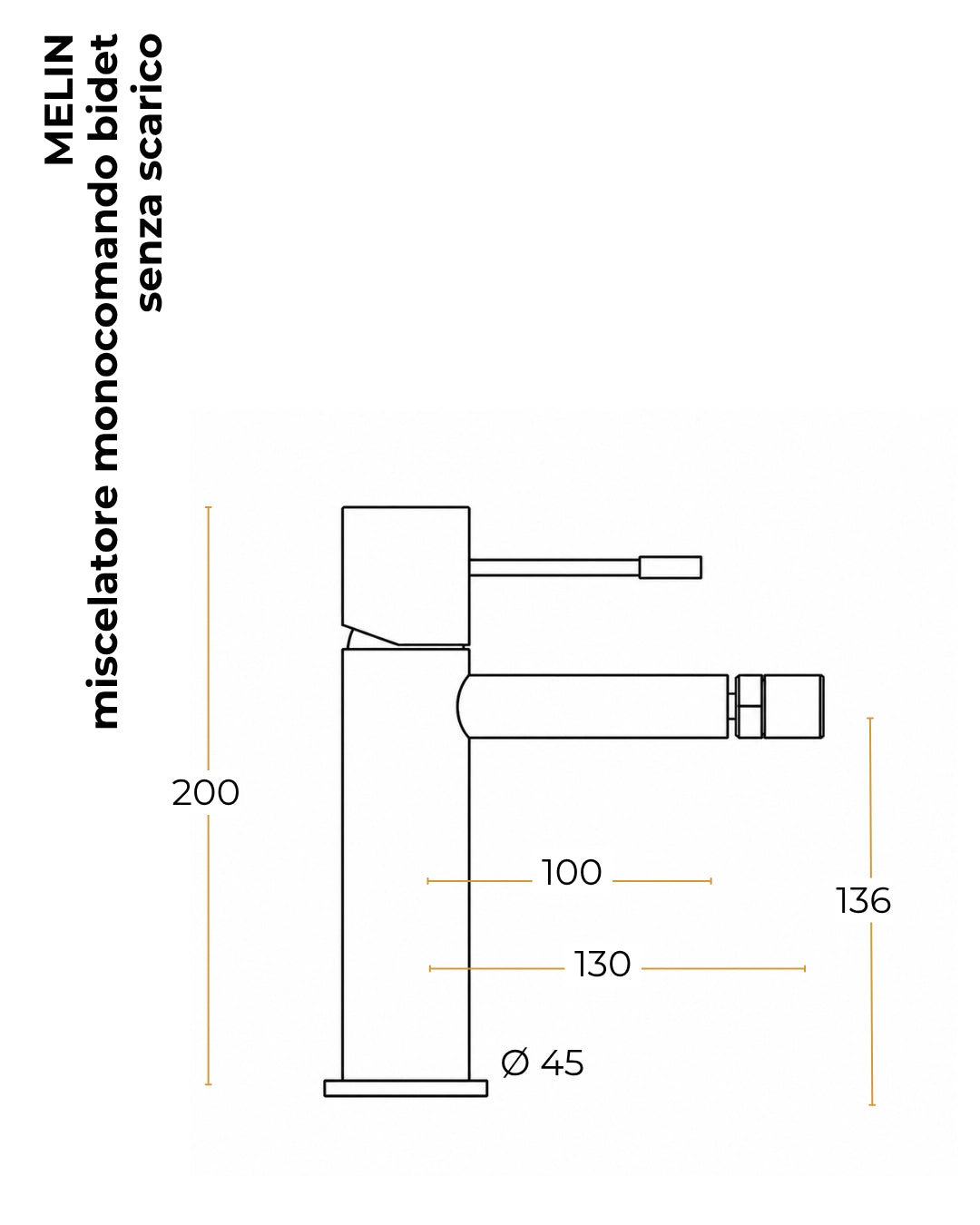 Coppia rubinetti lavabo e bidet senza scarico oro rosa spazzolato Melin