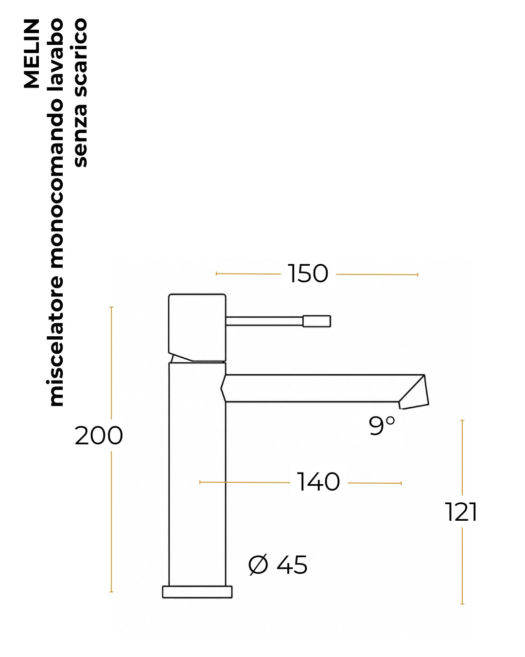 Set miscelatori lavabo bidet e vasca Melin oro spazzolato