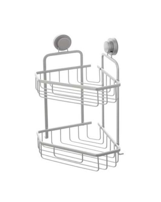 Mensola angolare doccia 2 ripiani silver in bagno completo, vista d'insieme dell'ambiente - Exagonshop