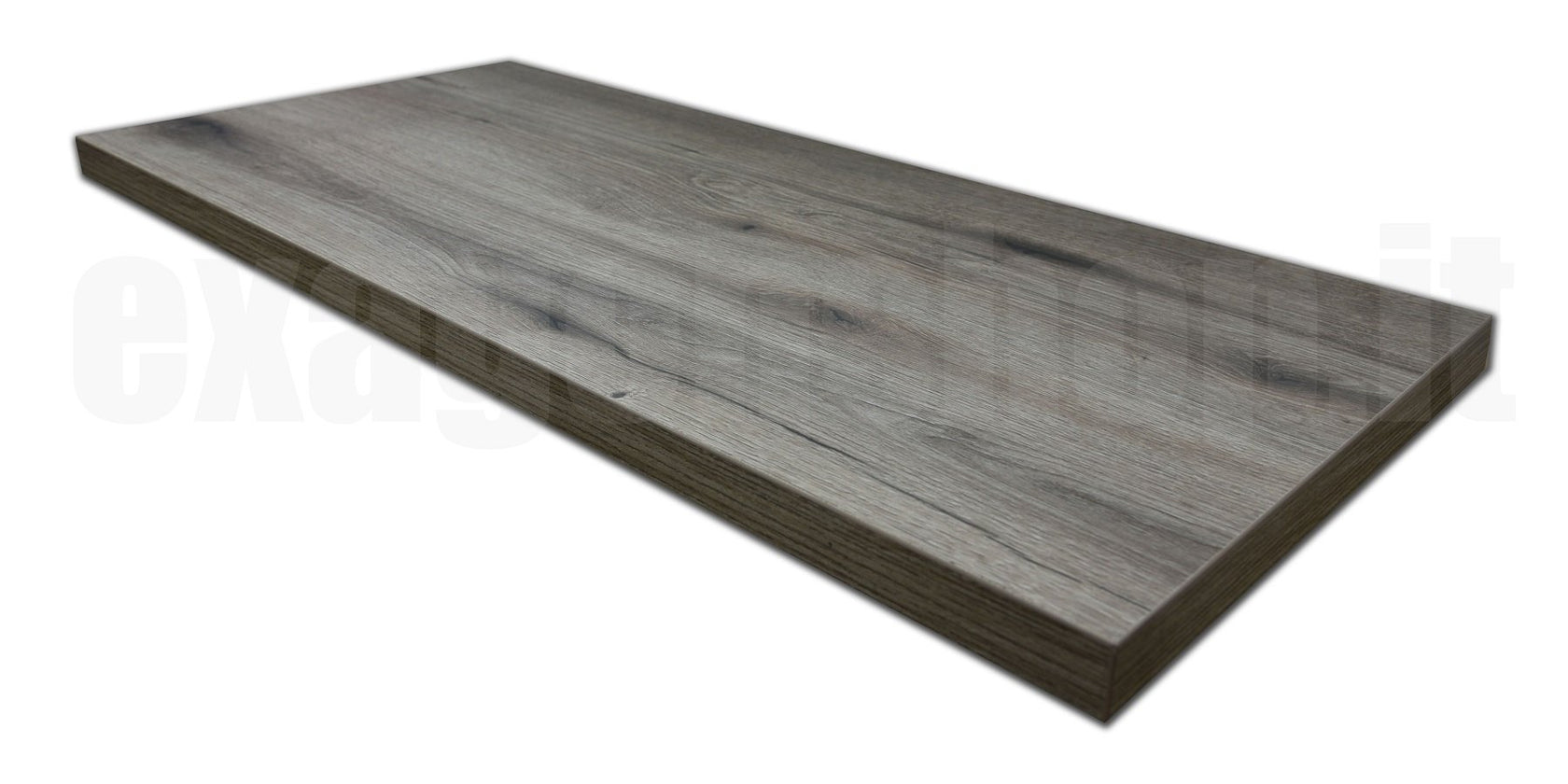 Mensola 80x46 per lavabo appoggio rovere fossile senza foro, vista dall'alto del piano con lavabo - Exagonshop