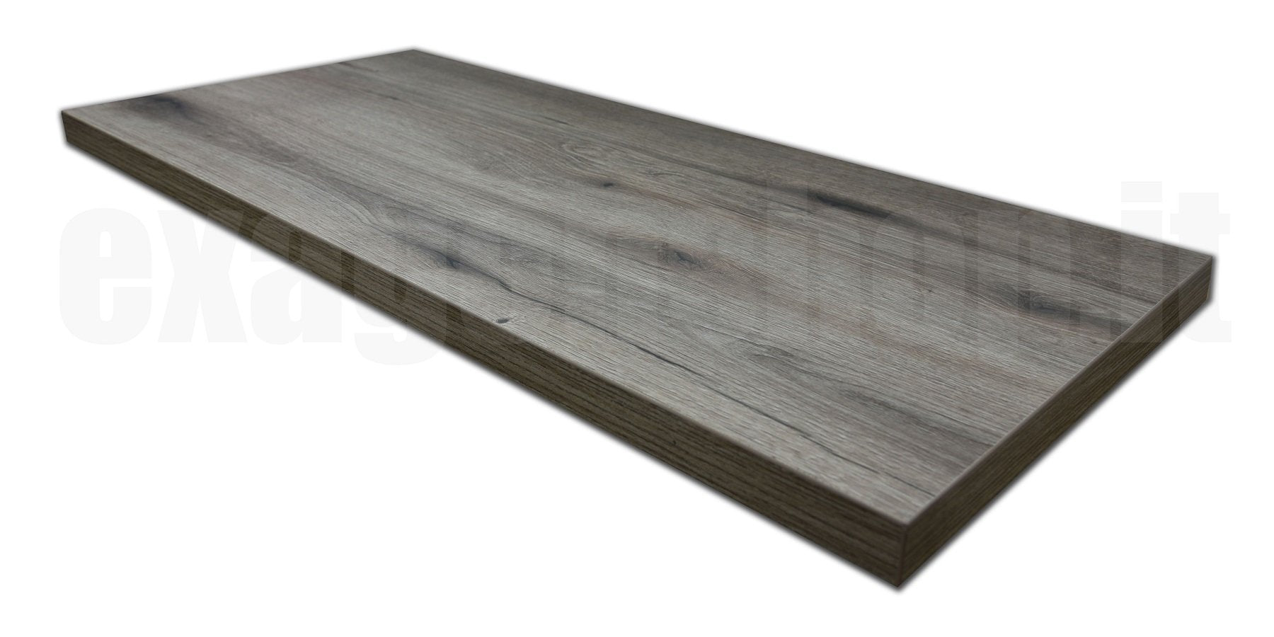 Mensola 80x46 per lavabo appoggio rovere fossile senza foro, vista dall'alto del piano con lavabo - Exagonshop