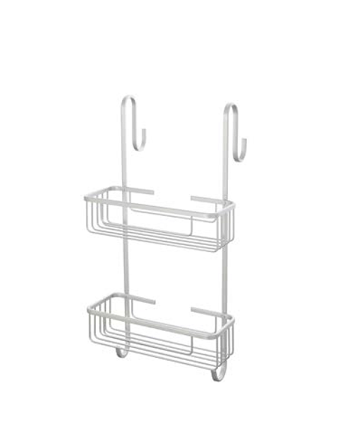 Mensola per vetro doccia 2 ripiani silver in bagno completo, vista d'insieme dell'ambiente - Exagonshop