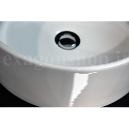 Mensola 90x50 con lavabo tondo 41 cm da appoggio in nobilitato Olmo