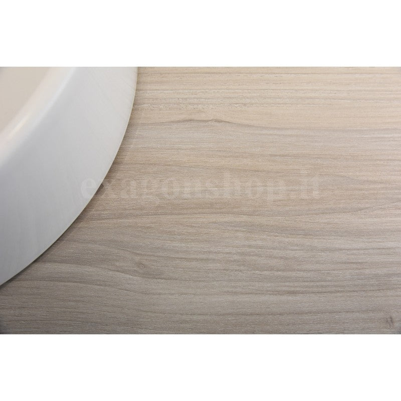 Mensola 90x50 con lavabo tondo 41 cm da appoggio in con lavabo e rubinetteria, vista frontale su sfondo neutro - Exagonshop
