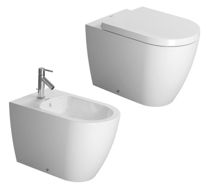 Duravit Me By Starck coppia sanitari Vaso E Bidet A, vista frontale su sfondo bianco