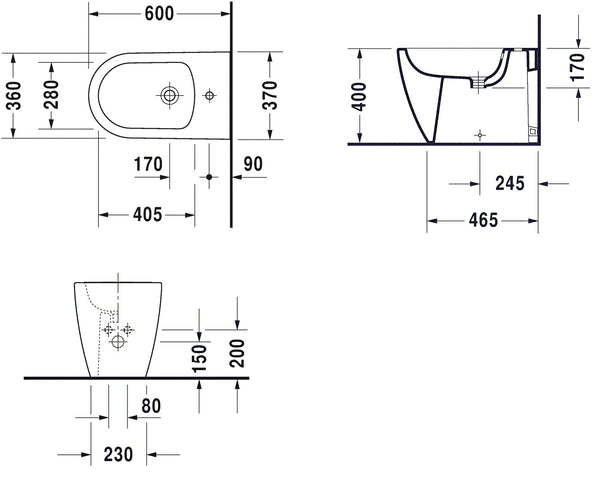 Duravit Me By Starck coppia sanitari Vaso E Bidet A Pavimento Con Sedile Normale Bianco